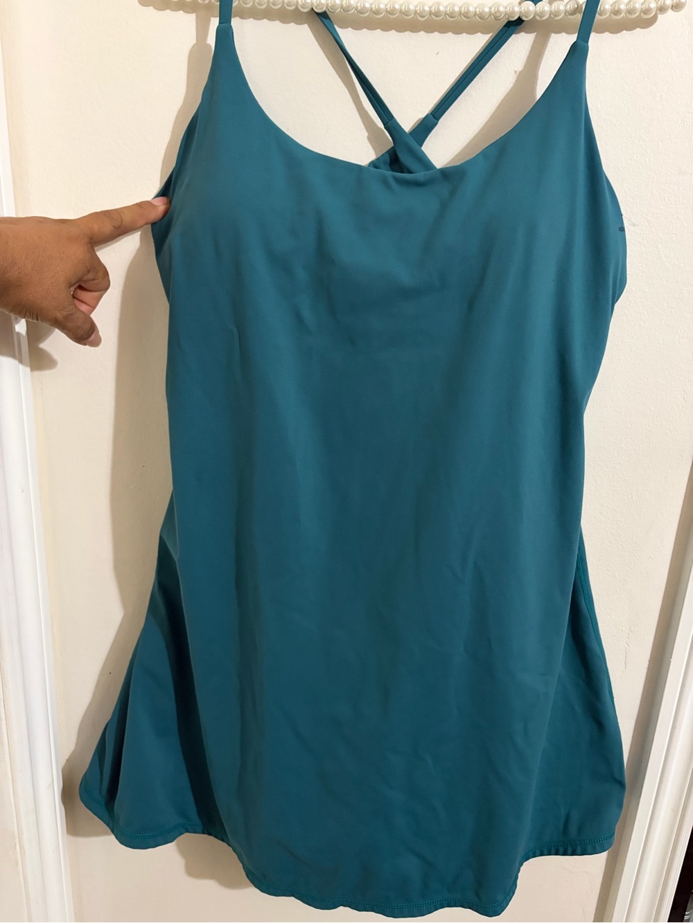 HALARA Teal Crisscross-Strap Mini Slip Dress